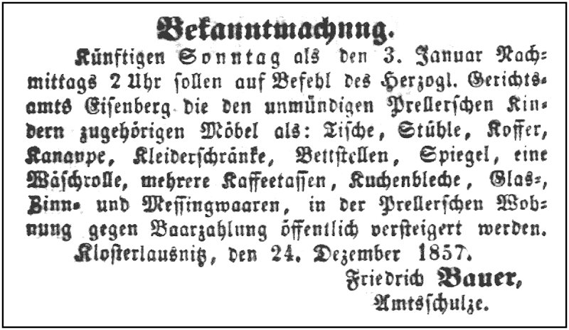 1858-01-01 Kl Versteigerung Preller